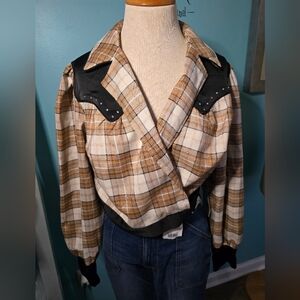 Sexy Plaid Western Wrap Shirt with Black Accents